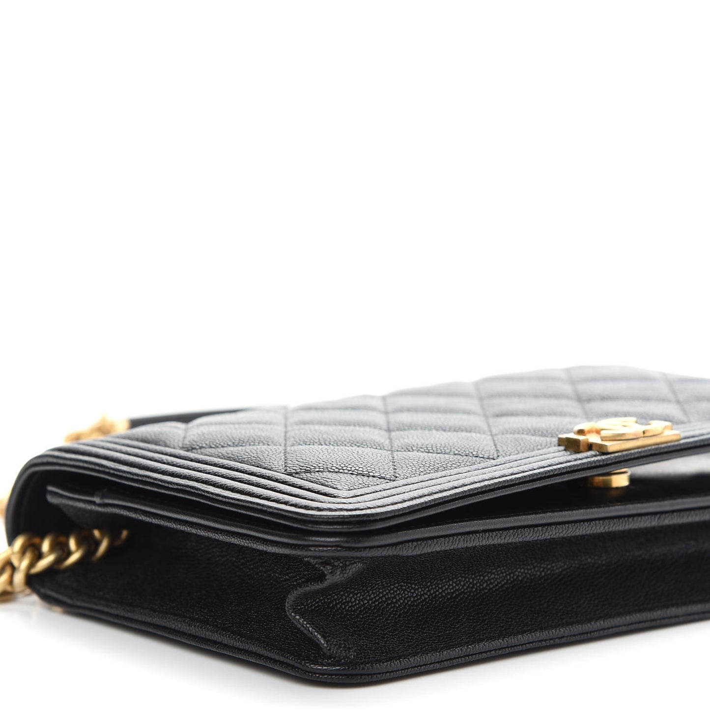 Caviar Quilted Boy Wallet On Chain WOC Black