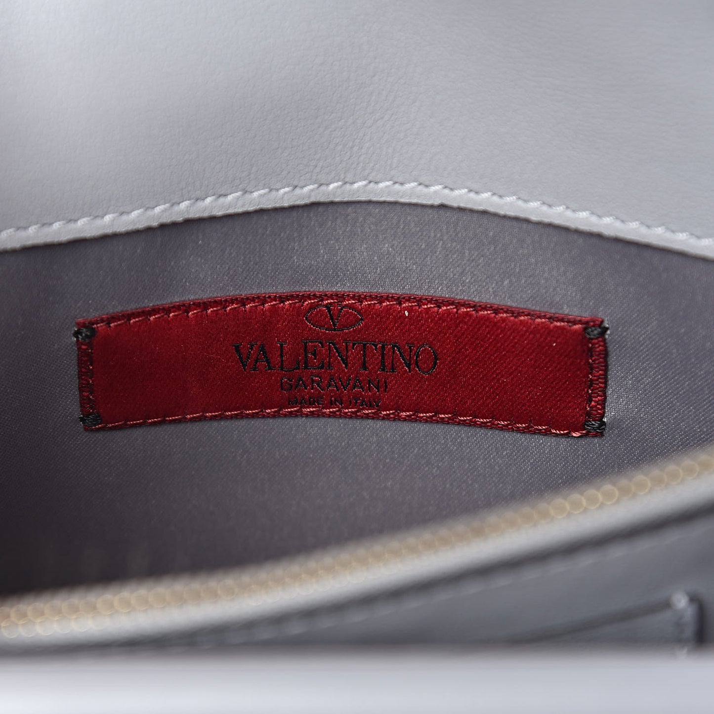Calfskin Rockstud Wallet on Chain Pastel Grey