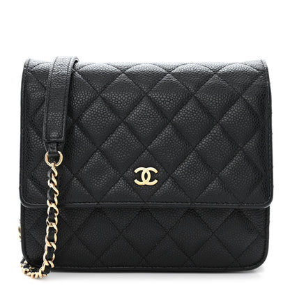 Chanel Caviar Quilted Square Wallet On Chain WOC Black 1 of 11