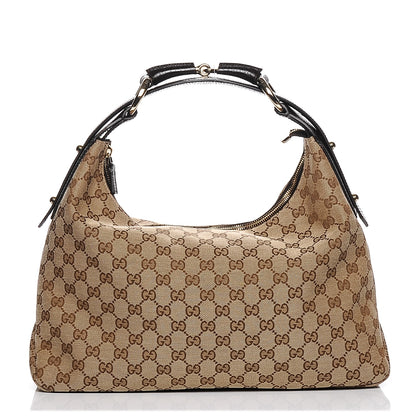 Gucci Monogram Medium Horsebit Chain Hobo Dark Brown 1 of 6