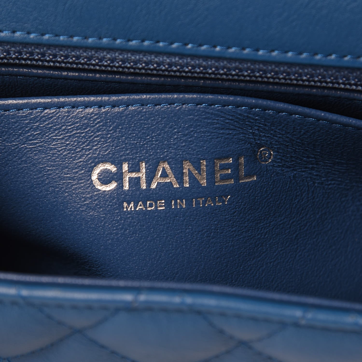 Chanel Crumpled Calfskin Quilted Mini Square Flap Blue 6 of 11
