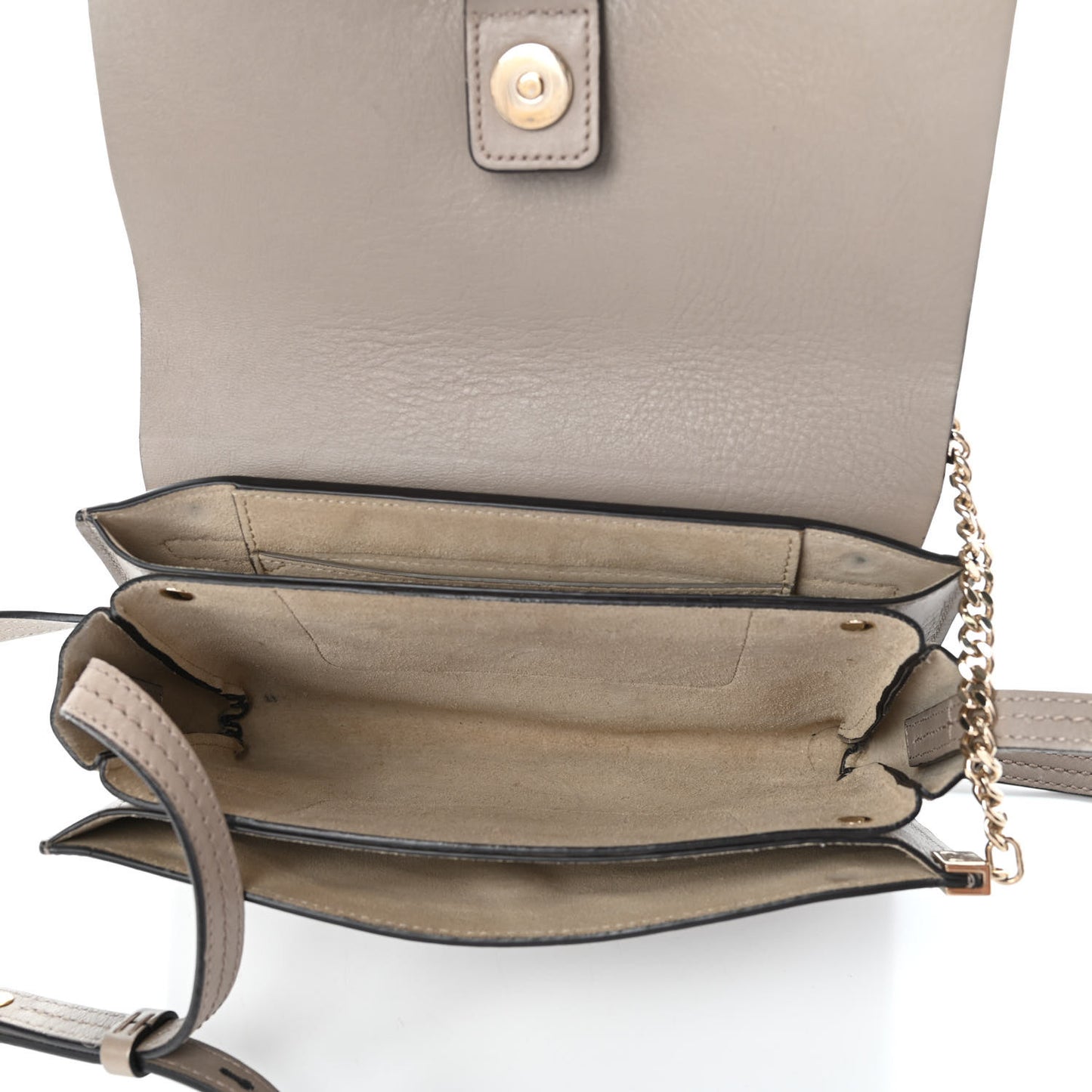 Suede Calfskin Small Faye Shoulder Bag Motty Grey