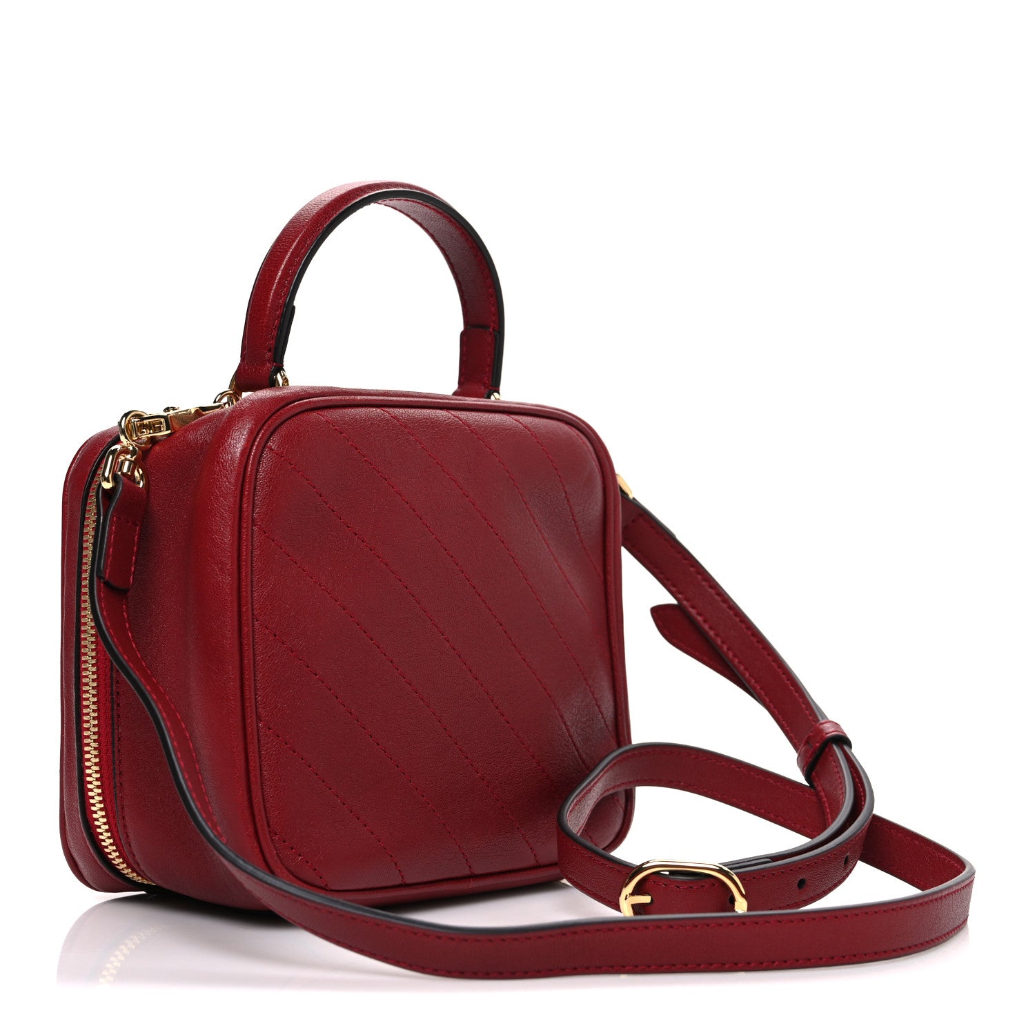Gucci Sakai Be Green Calfskin Diagonal Stitched Blondie Top Handle Bag Rosso 3 of 10
