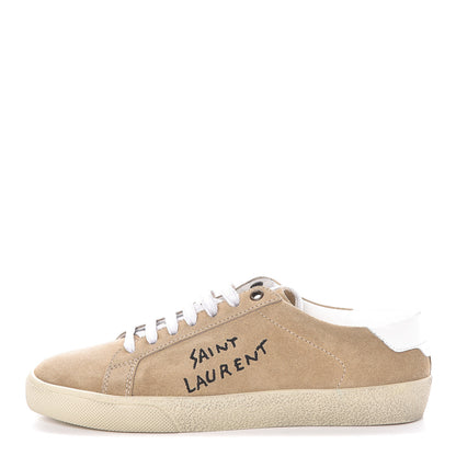 Saint Laurent Distressed Canvas Court Classic Sneakers 38 Desert 1 of 8