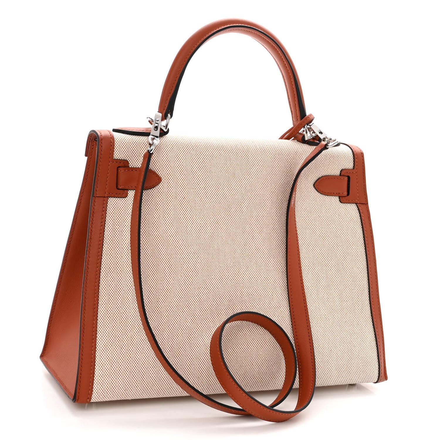 Hermes Toile Swift Verso Kelly Sellier 28 Cuivre Mauve Pale 3 of 12