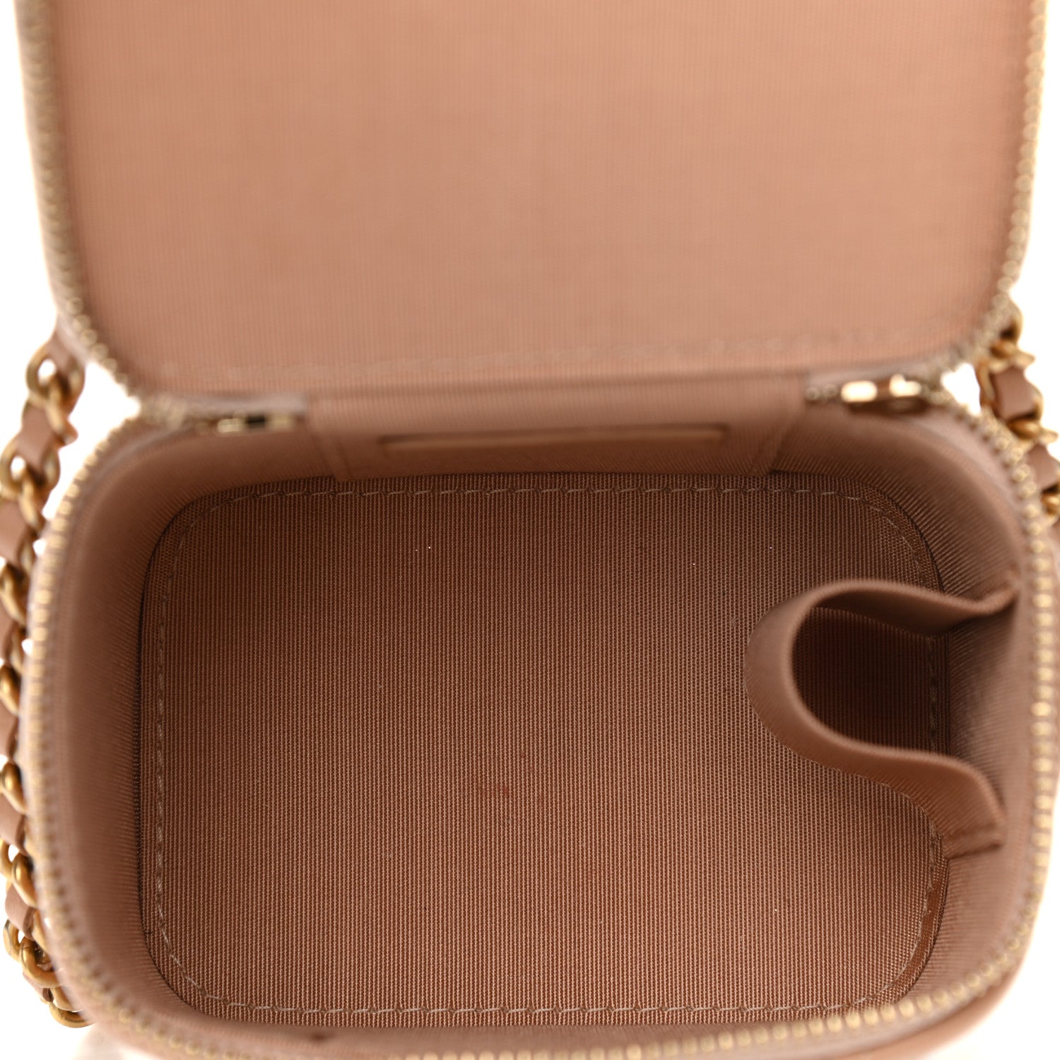 Chanel Lambskin Quilted Top Handle Mini Vanity Case With Chain Beige 5 of 11