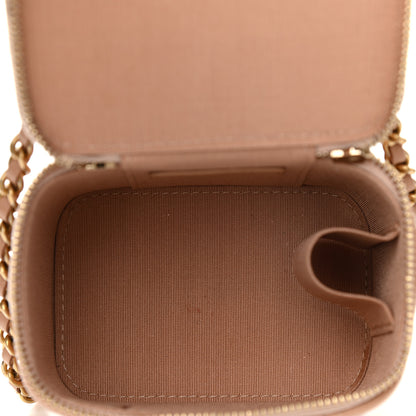Chanel Lambskin Quilted Top Handle Mini Vanity Case With Chain Beige 5 of 11