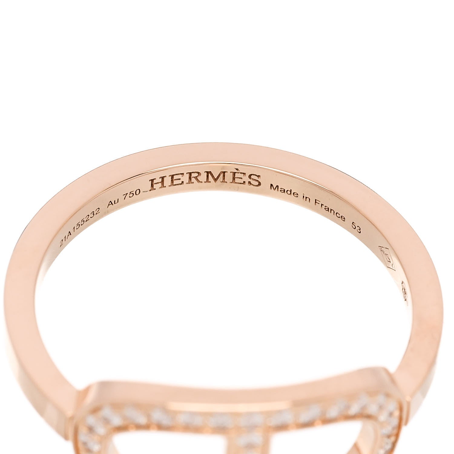 Hermes 18K Rose Gold Diamond MM Chaine d'Ancre Contour Ring 53 6.25 5 of 6