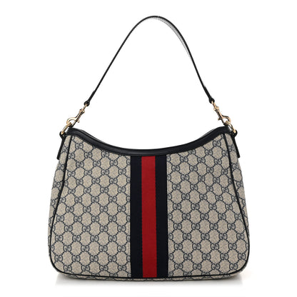 Gucci GG Supreme Monogram Sherry Line Web Hobo Beige Blue 1 of 10