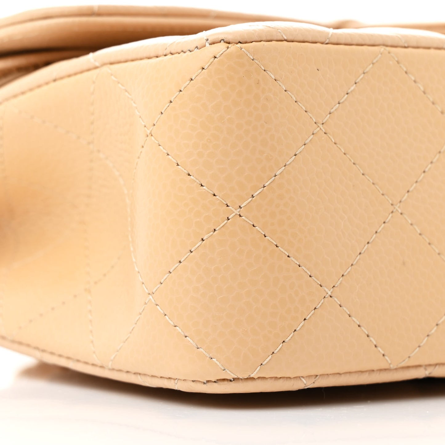 Caviar Quilted Small Double Flap Beige