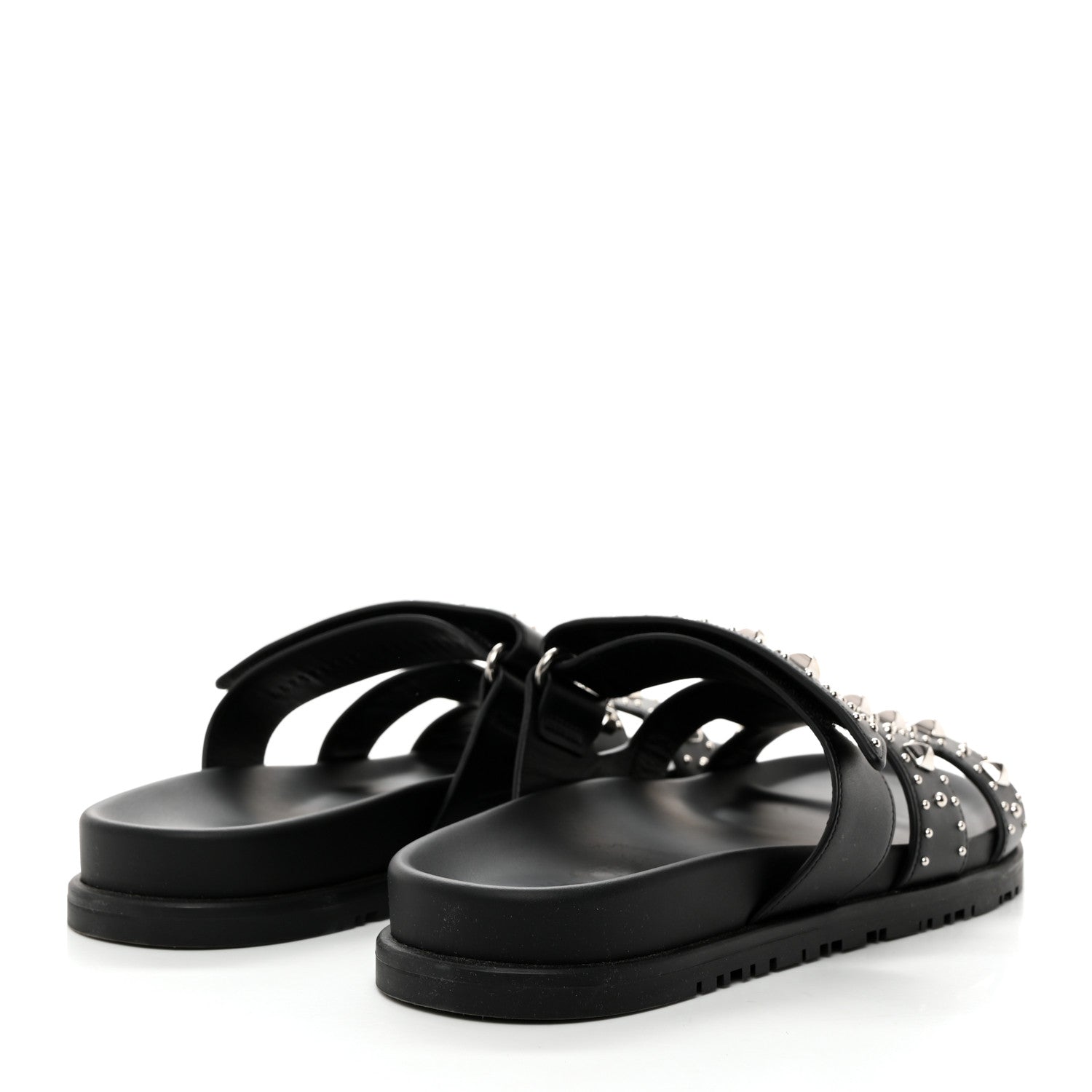 Hermes Calfskin Studded Womens Chypre Sandals 38 Black 4 of 9