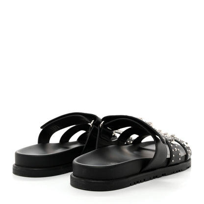 Hermes Calfskin Studded Womens Chypre Sandals 38 Black 4 of 9