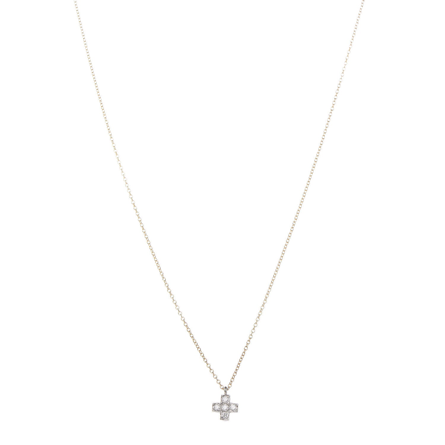Tiffany 18K Yellow Gold Platinum Diamond Cruciform Cross Pendant Necklace 1 of 7