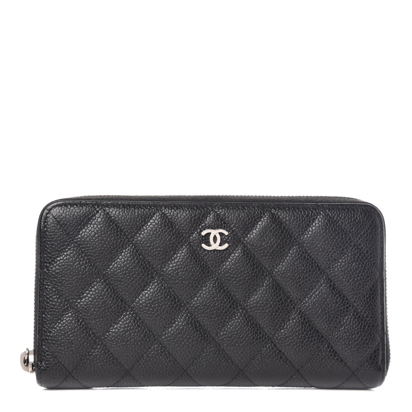 Caviar Quilted Large Gusset Zip Around Wallet Black