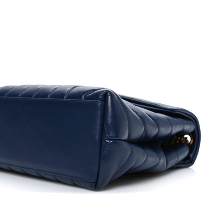 Saint Laurent Calfskin Y Quilted Monogram Small Loulou Chain Satchel Navy 10 of 10
