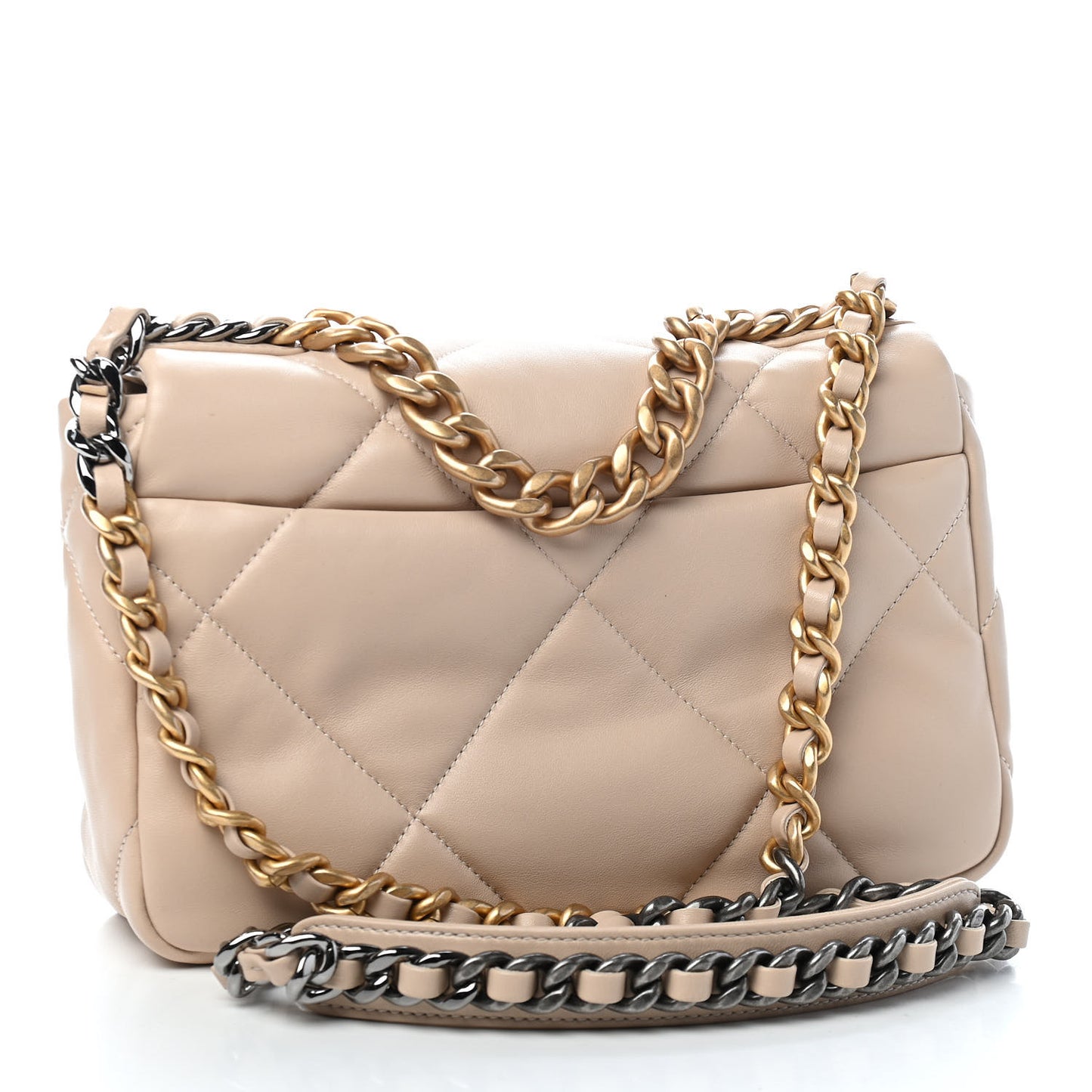 Lambskin Quilted Medium Chanel 19 Flap Beige