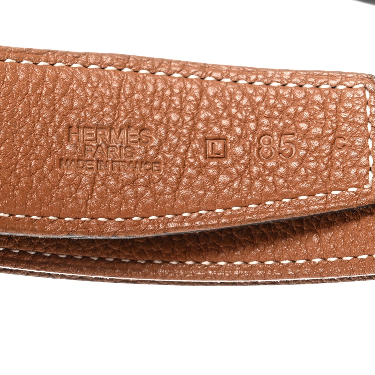 Hermes Box Togo 32mm H Belt 85 Black Gold 7 of 8
