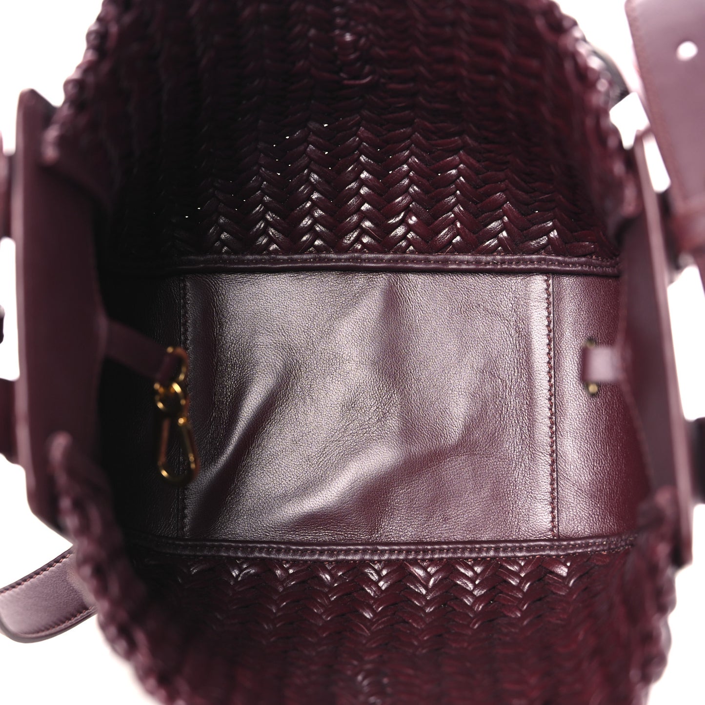 Calfskin Woven Compact Hammock Shoulder Bag Dark Burgundy