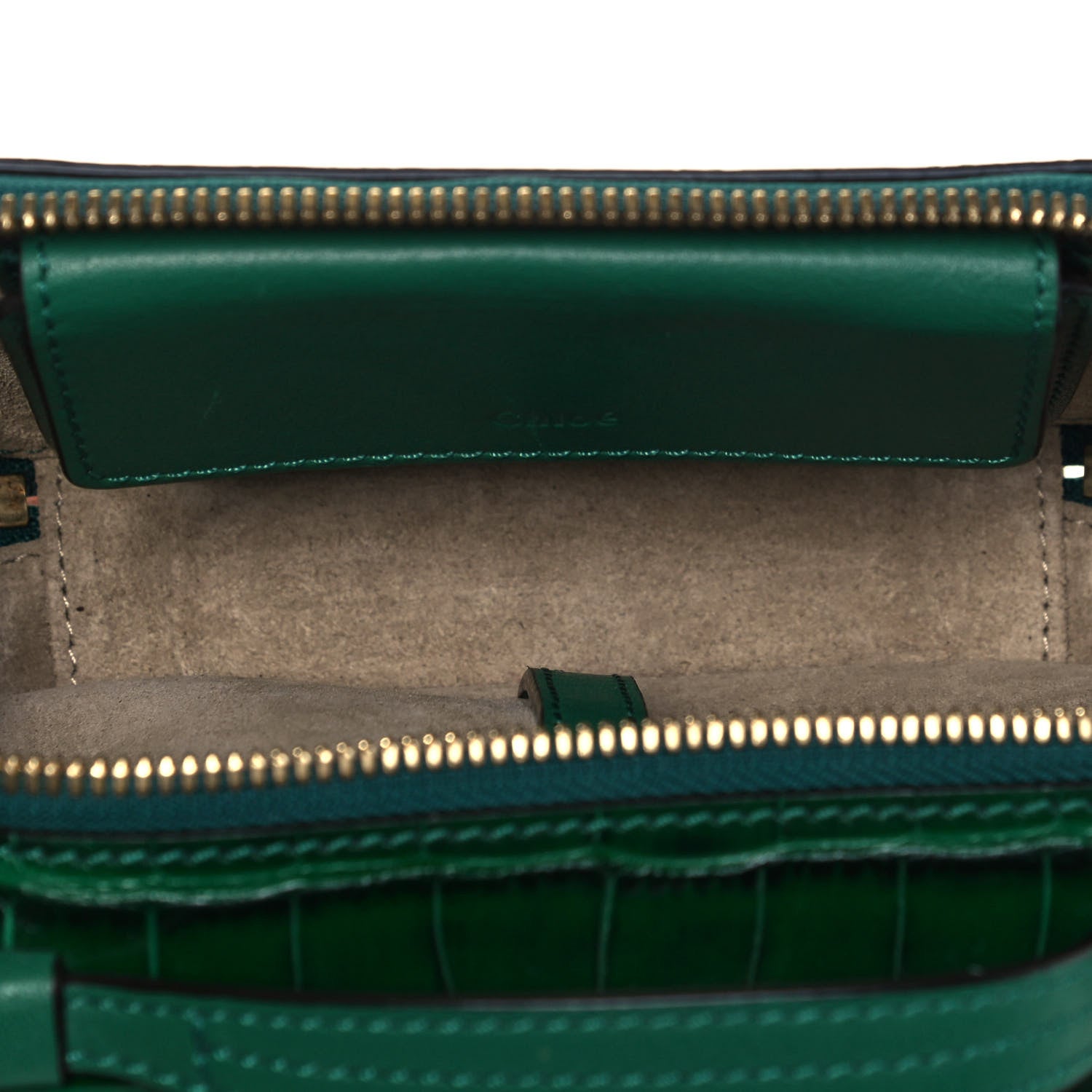 Chloe Calfskin Crocodile Embossed Mini C Vanity Bag Woodsy Green 5 of 9
