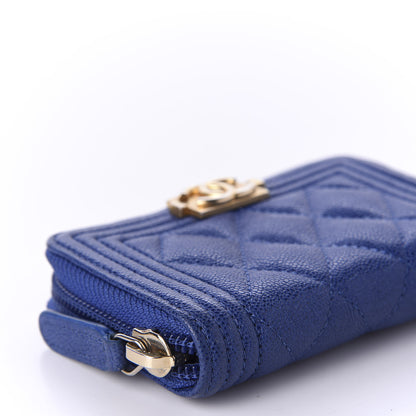 Chanel Caviar Quilted Boy Zip Around Coin Purse Wallet Dark Blue 6 of 9