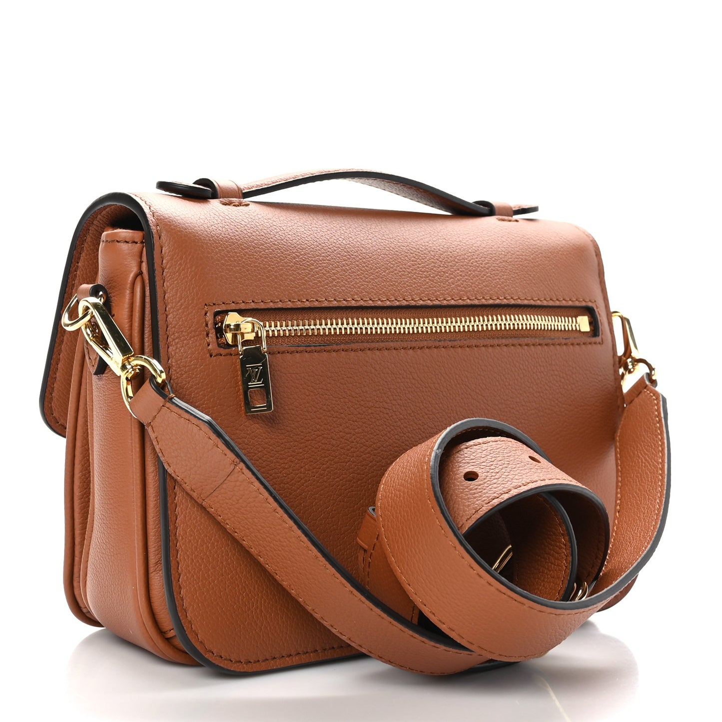 Grained Calfskin Lockme Oxford Cognac