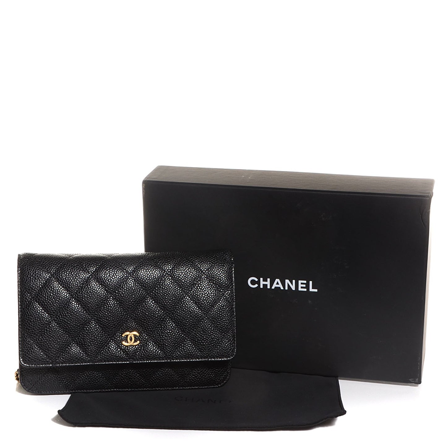 Caviar Quilted Wallet On Chain WOC Black