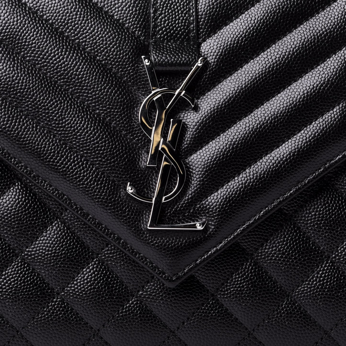 Grain De Poudre Textured Mixed Matelasse Triquilt Medium Monogram Satchel Black