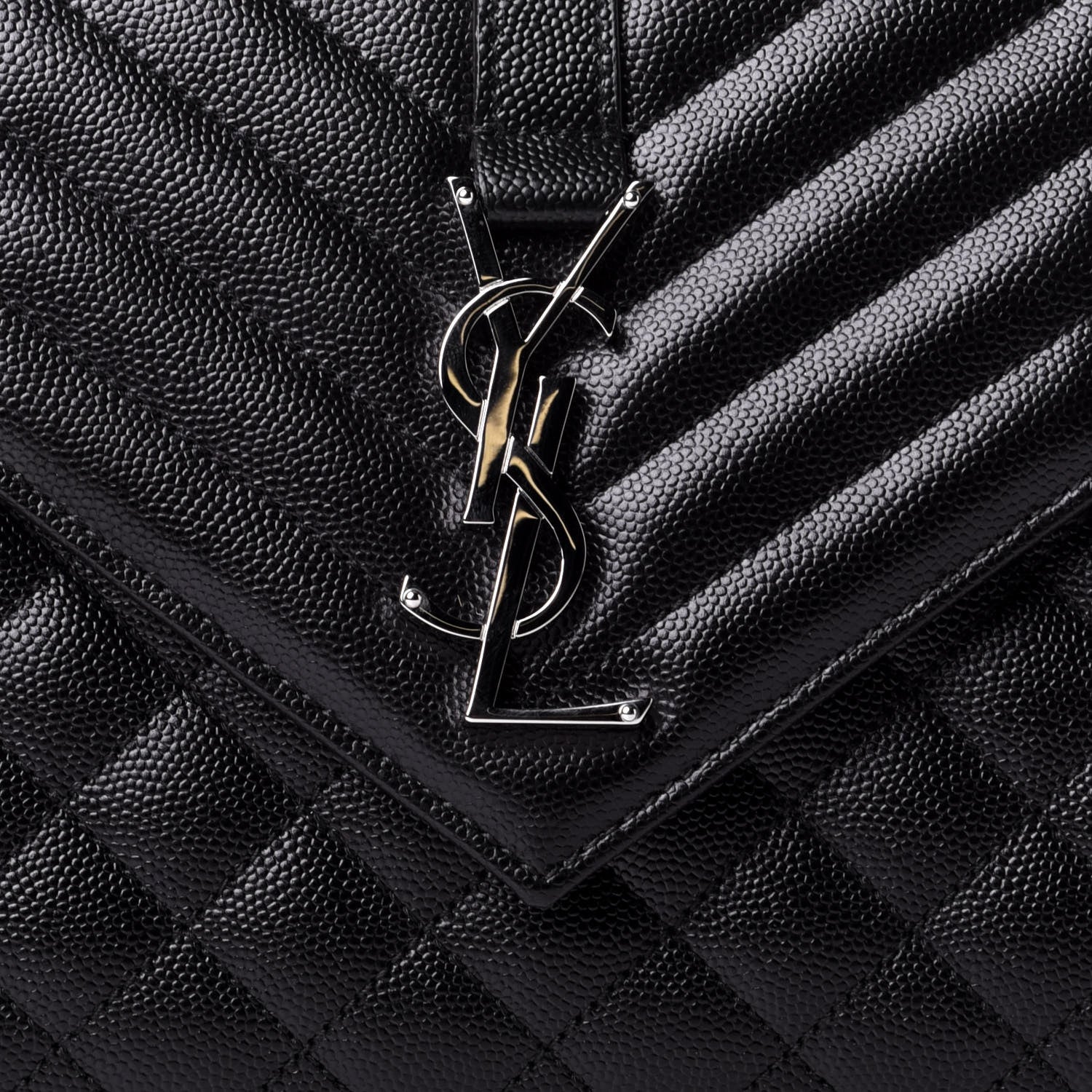 Saint Laurent Grain De Poudre Textured Mixed Matelasse Triquilt Medium Monogram Satchel Black 10 of 10