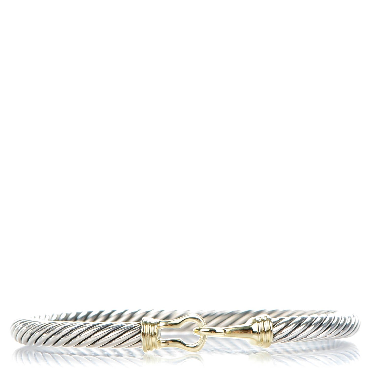 David Yurman Sterling Silver 14K Yellow Gold 5mm Cable Classic Buckle Bracelet 1 of 5