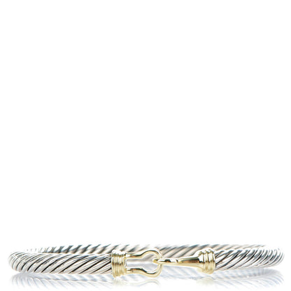 David Yurman Sterling Silver 14K Yellow Gold 5mm Cable Classic Buckle Bracelet 1 of 5