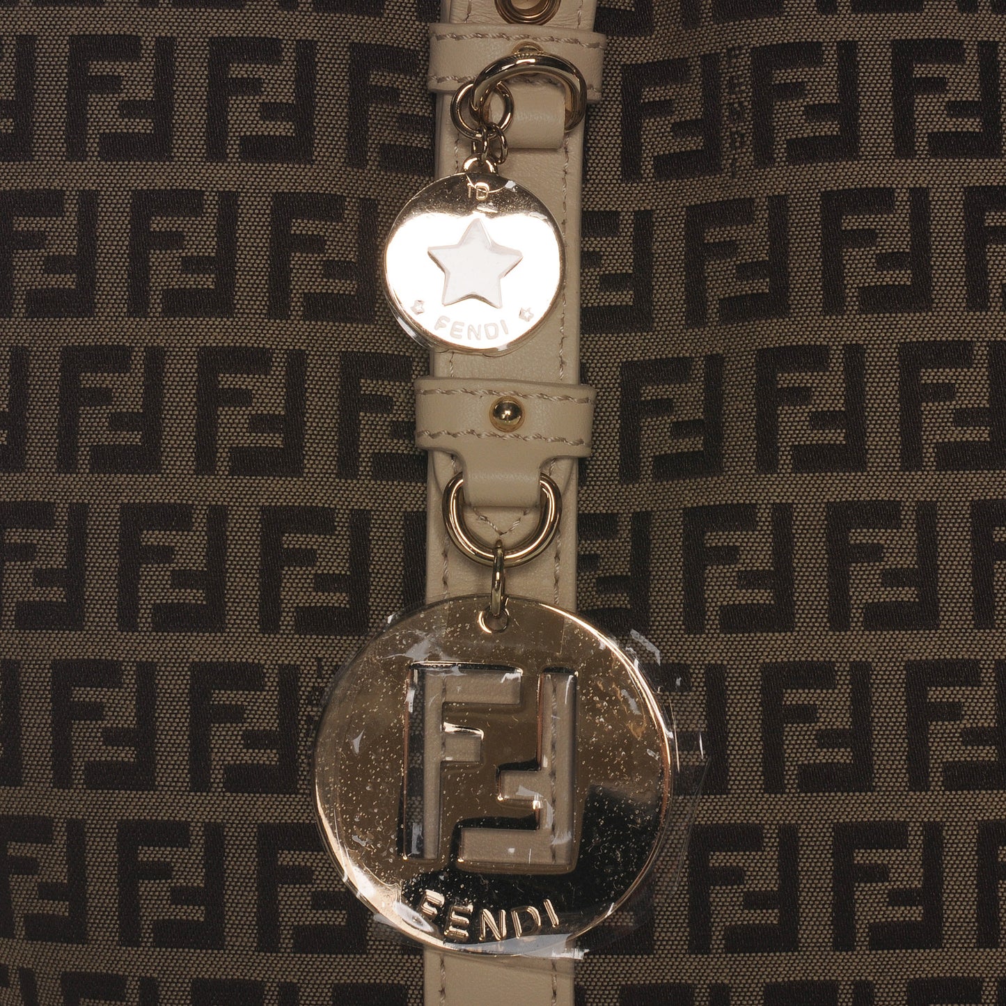 Zucchino Vitello Large Charm Shopper Tote Mogano Panna