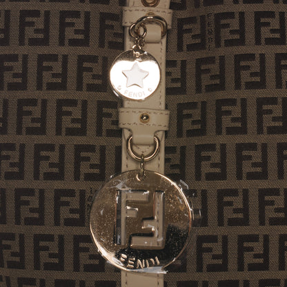 Fendi Zucchino Vitello Large Charm Shopper Tote Mogano Panna 8 of 8
