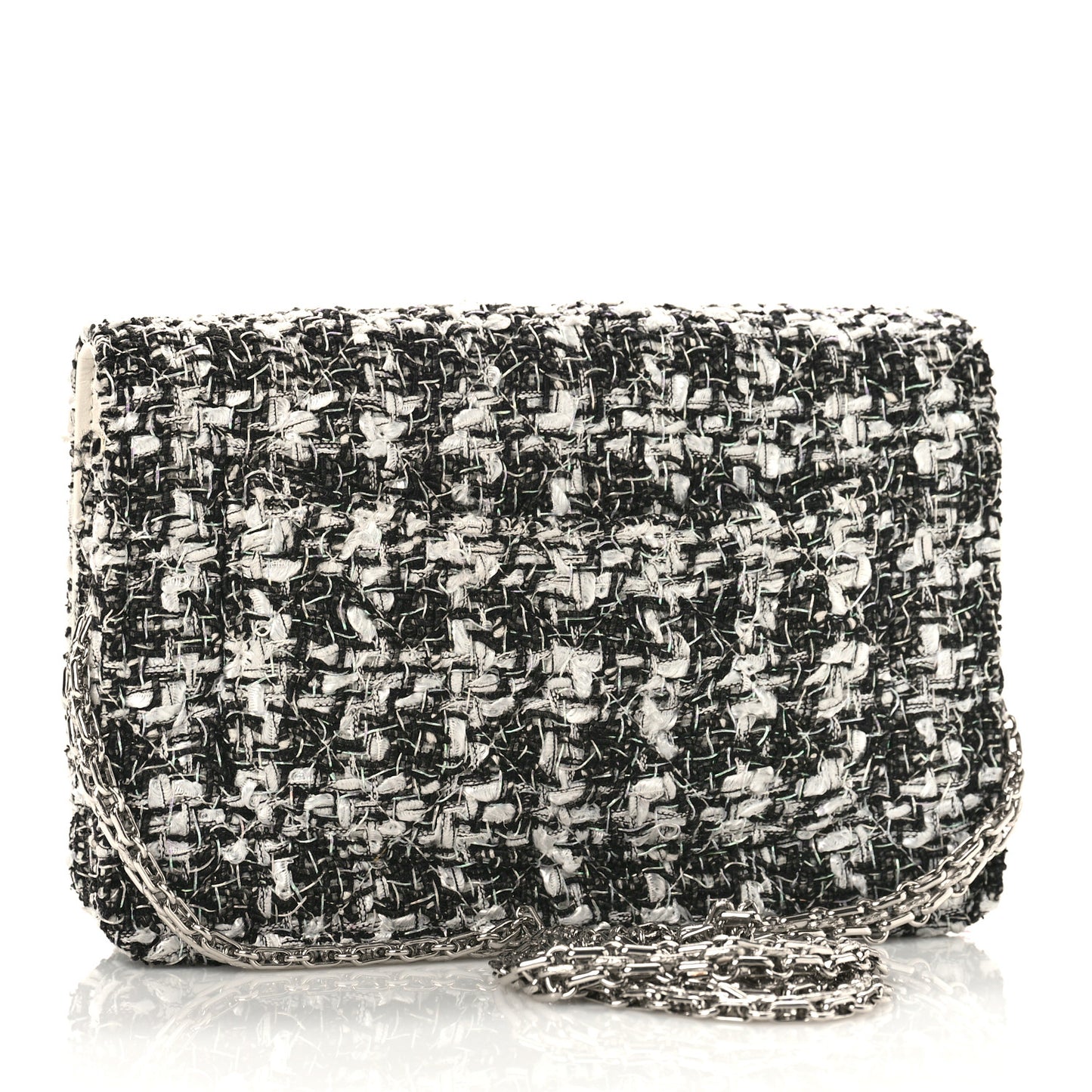 Tweed Quilted Reissue Wallet On Chain WOC White Black