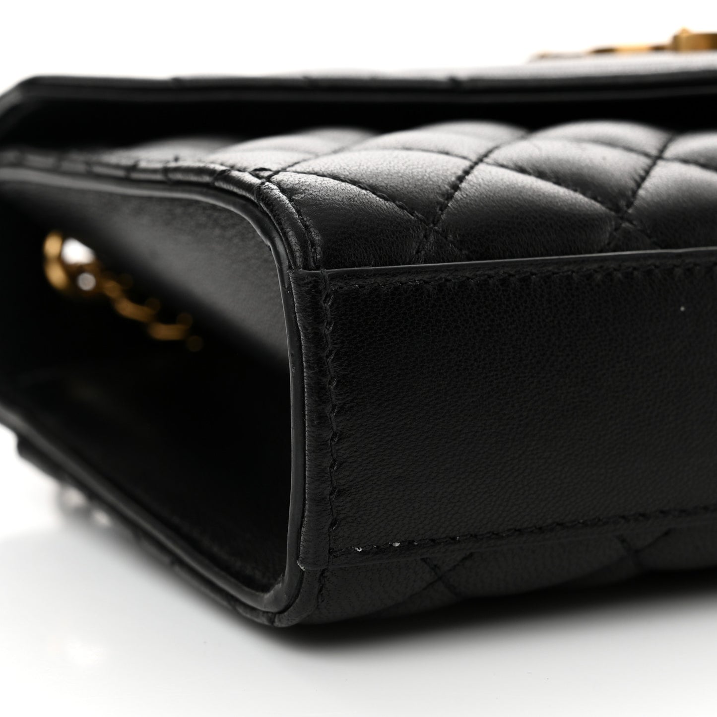 Grain De Poudre Textured Mixed Matelasse Triquilt Small Monogram Satchel Black