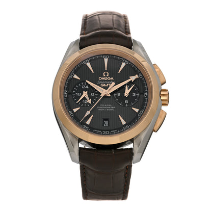 Omega Stainless Steel 18K Red Gold Alligator 43mm Seamaster Aqua Terra 150m Co-Axial GMT Chronograph Automatic Watch 231.23.43.52.06.001 1 of 5
