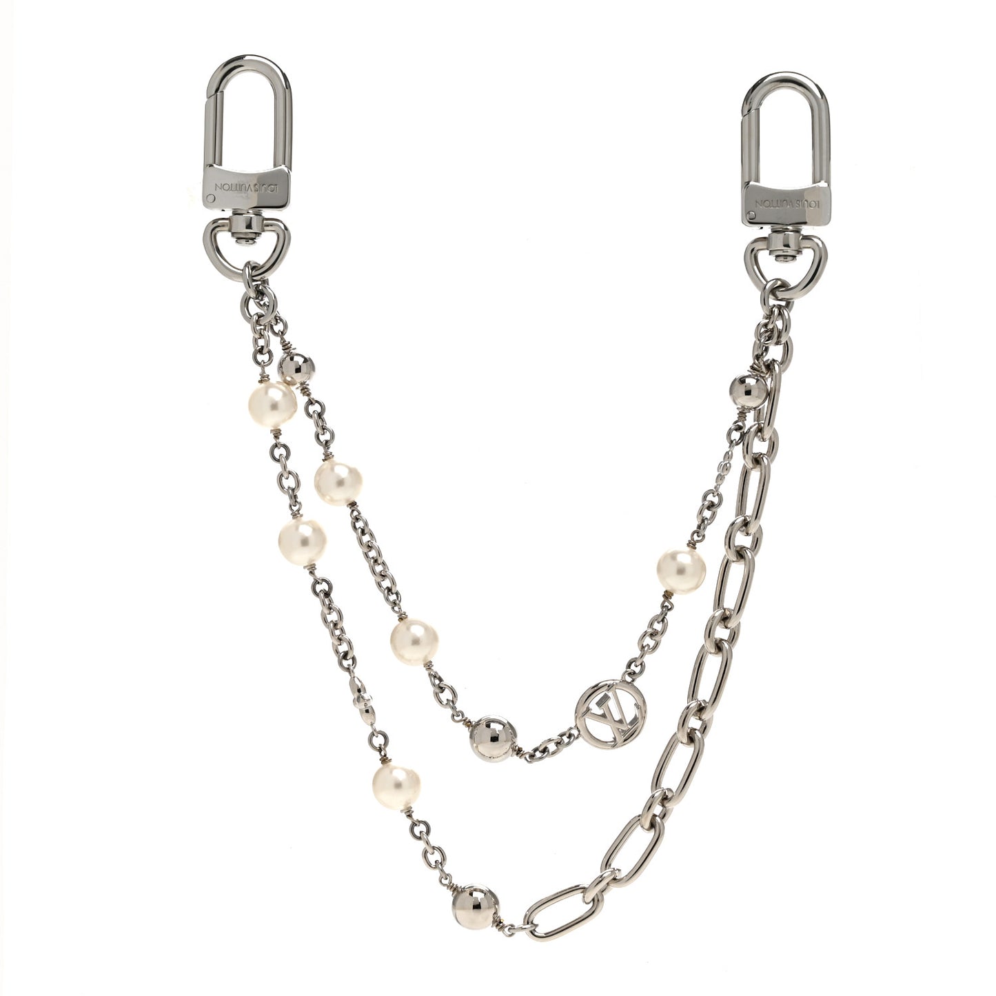 Metal Pearl Chain Midnight Bag Charm Silver