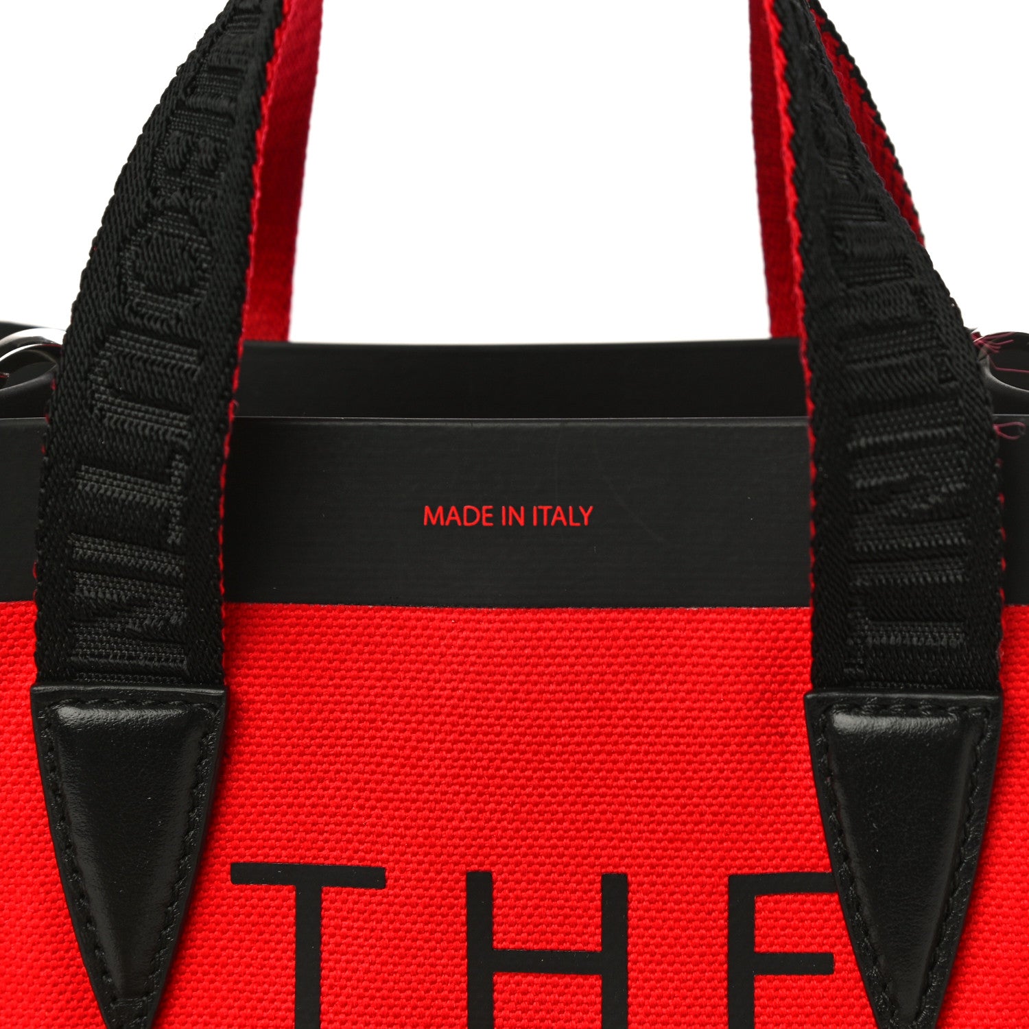 Christian Louboutin Braided Canvas Mini Cabalace Shopper Tote Red Black 7 of 13