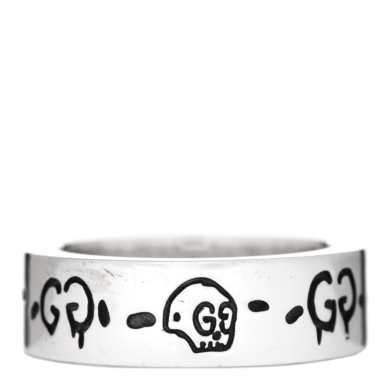 Gucci Sterling Silver Narrow GucciGhost Hamlet Skull Ring 50 5.5 1 of 6
