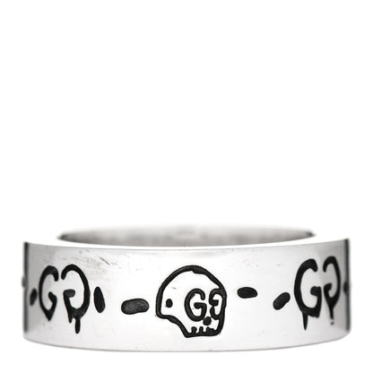 Gucci Sterling Silver Narrow GucciGhost Hamlet Skull Ring 50 5.5 1 of 6