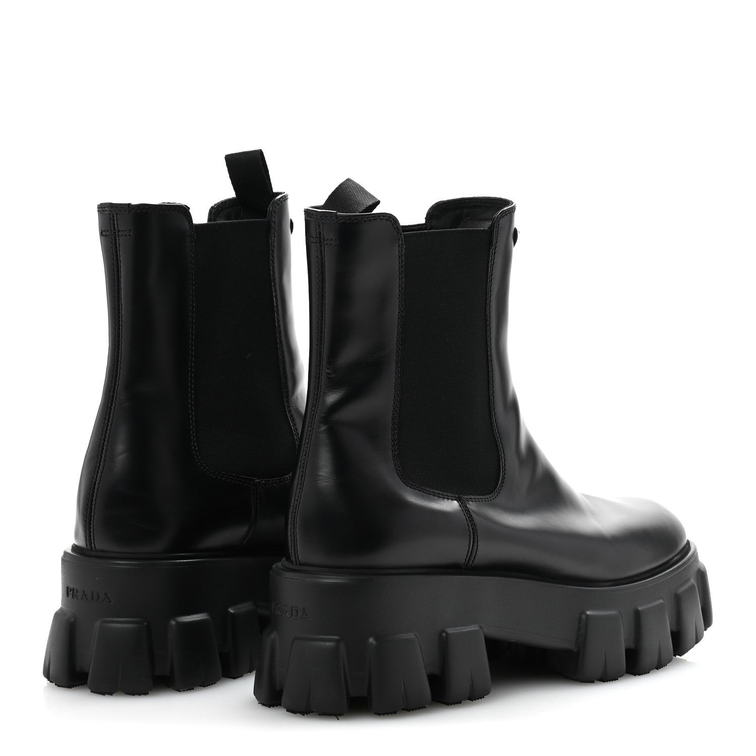 Prada Spazzolato Rois Triangle Monolith Chelsea 55mm Boots 40.5 Black 5 of 10