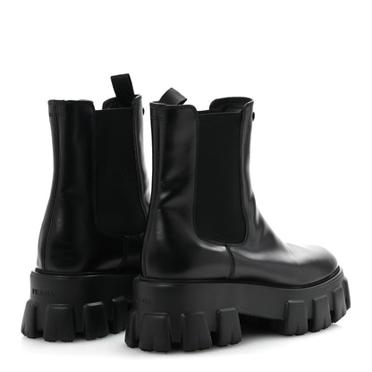 Prada Spazzolato Rois Triangle Monolith Chelsea 55mm Boots 40.5 Black 5 of 10