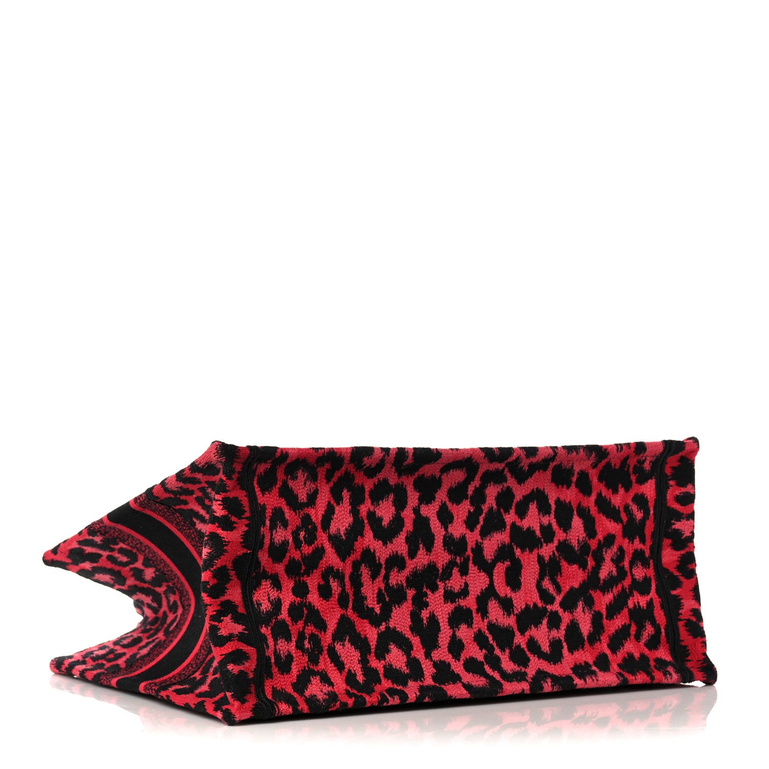 Christian Dior Canvas Mizza Embroidered Medium Leopard Book Tote Fuchsia Multicolor 4 of 10