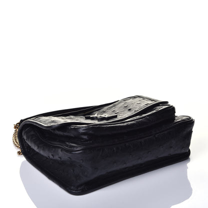 Saint Laurent Ostrich Monogram Baby Niki Chain Satchel Black 4 of 8