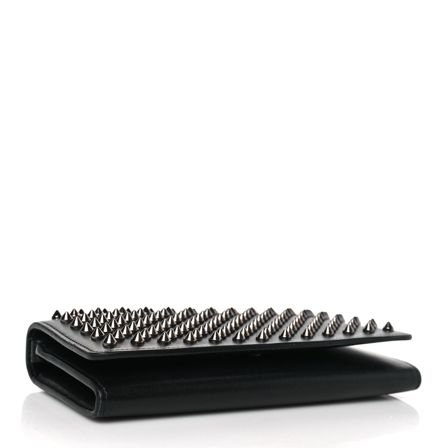 Calfskin Macaron Spiked Flap Wallet Black