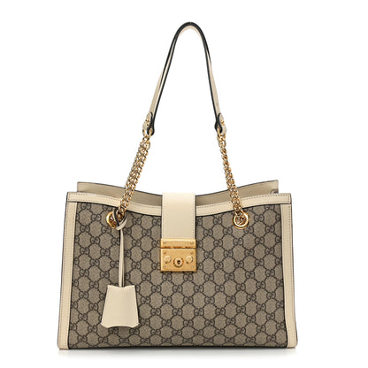 Gucci GG Supreme Monogram Medium Padlock Tote White 1 of 12