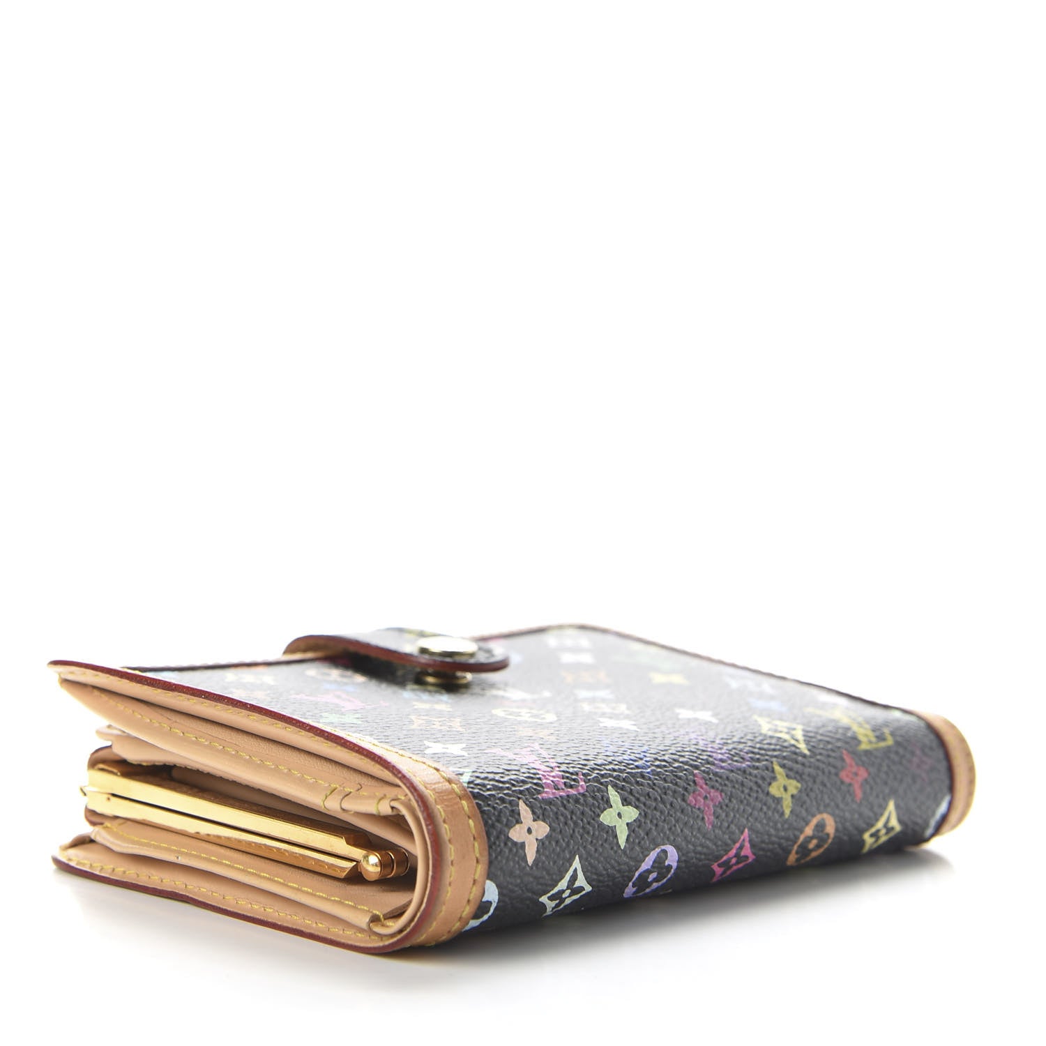 Louis Vuitton Monogram Multicolor French Purse Wallet Black 4 of 10