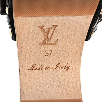 Louis Vuitton Calfskin Monogram Cottage Mules 37 Black 8 of 10