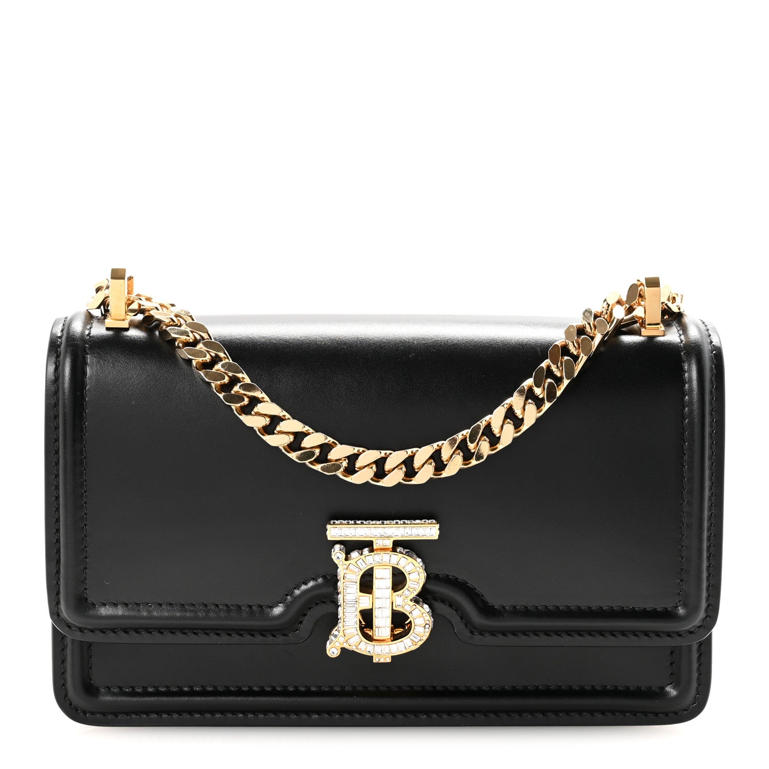 Burberry Calfskin Crystal Small TB Bag Black 1 of 9
