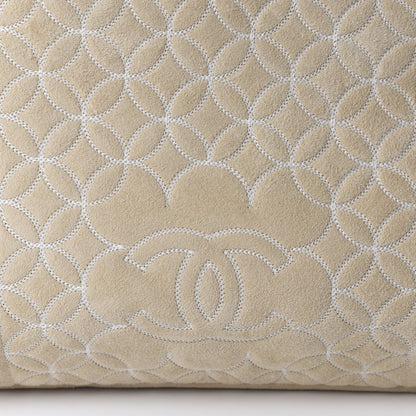 Chanel Shearling Suede Stitched CC Tote Light Beige 13 of 17