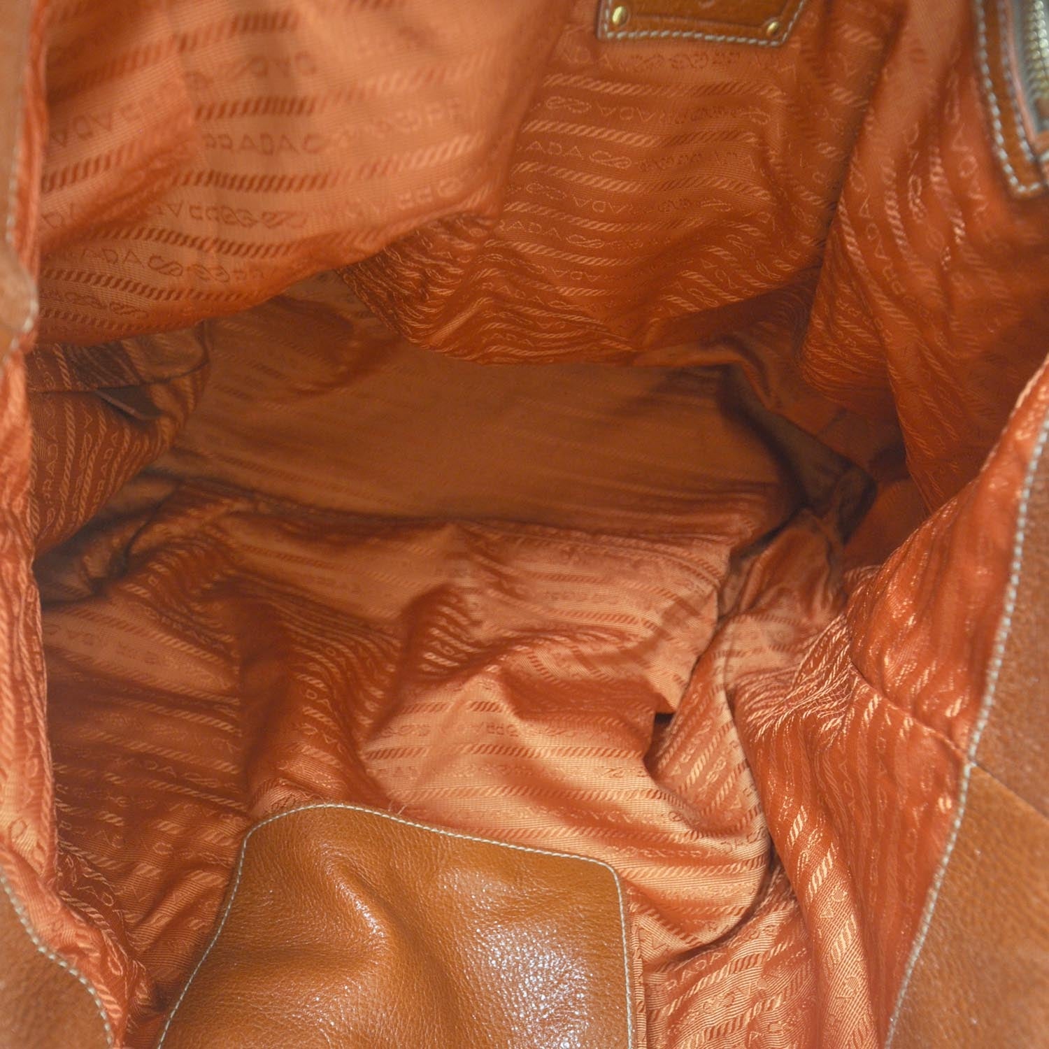 Prada Cervo Lux Chain Shoulder Bag Orange 6 of 9